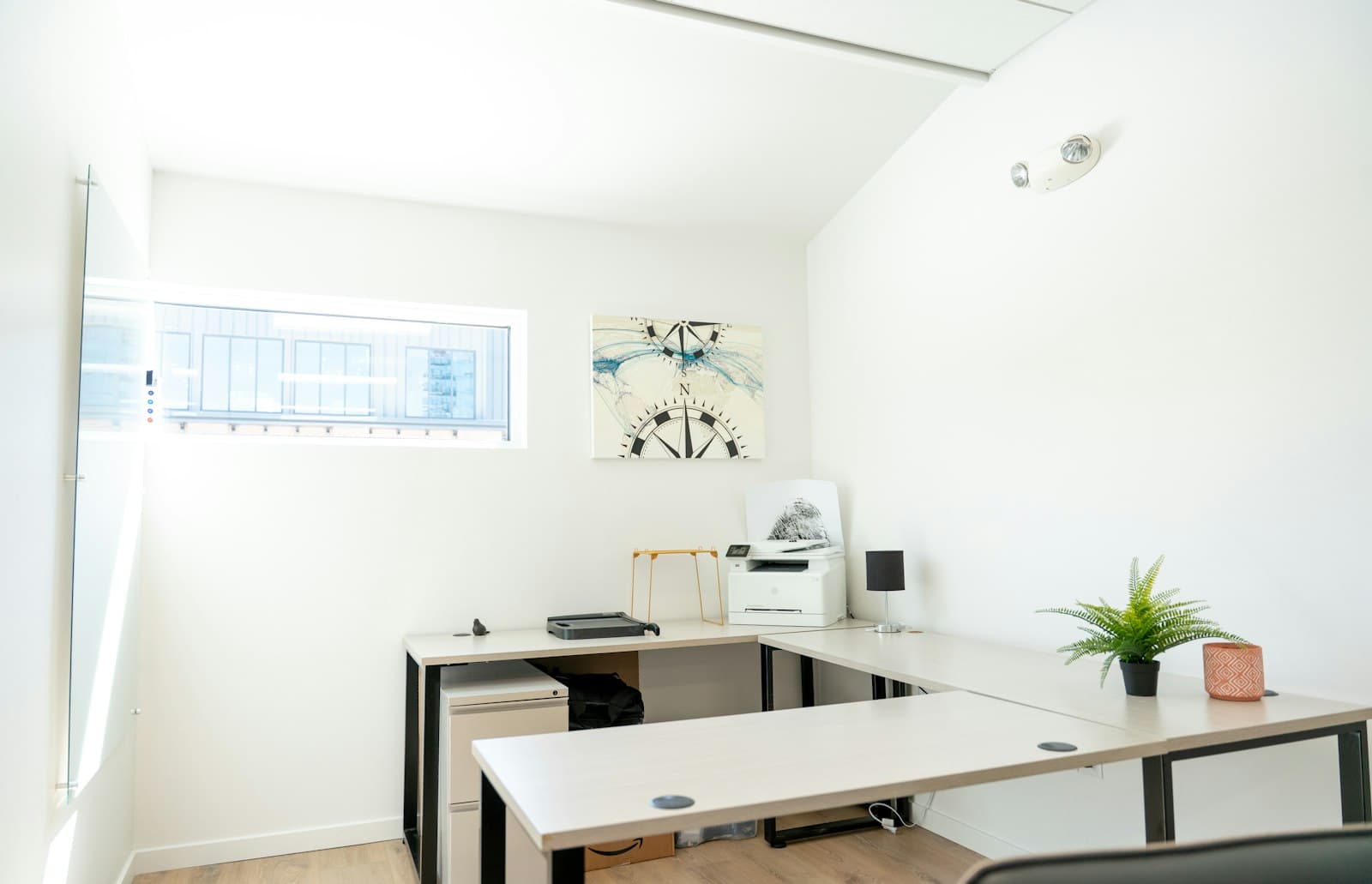 Clean, bright modern workspace